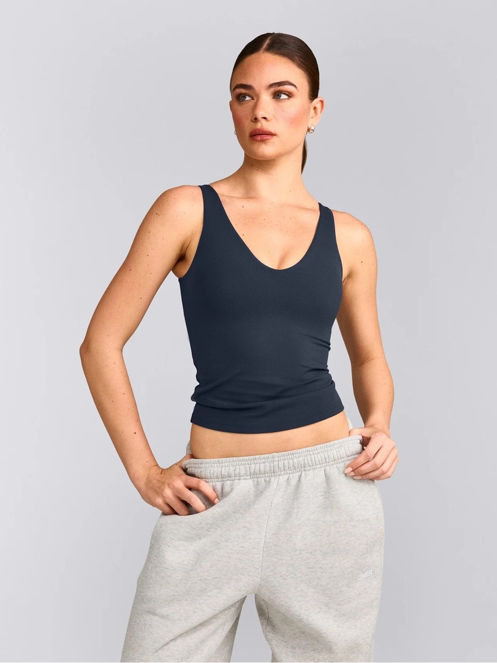 Oner Active true blue SOFTMOTION™ SCOOP NECK TANK TOP WITH GRAY LOGO